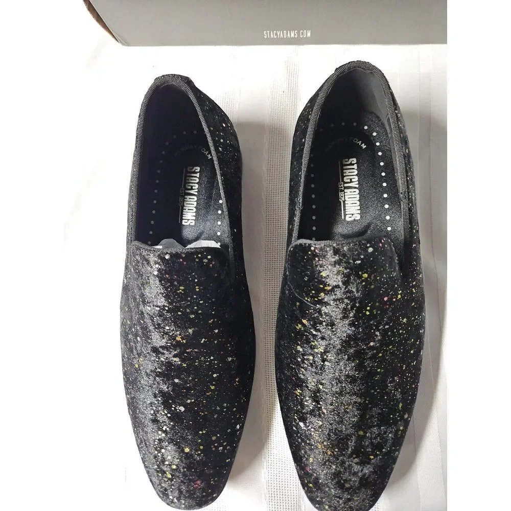 Stacy Adams Men's Stellar Glitter Slip On Loafer, Black, 7.5‎